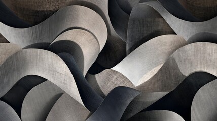 dark gray color linen fabric texture wave abstract pattern background with curves, waves , and geometric shapes