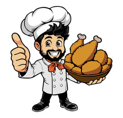 
Animation of Chef holding fried chicken Vector