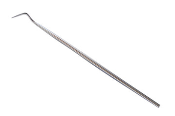 Dental probe, medical tool for diagnostic tooth, isolated on transparent background. Realistic closeup probe