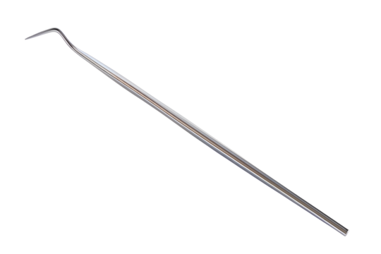 Dental probe, medical tool for diagnostic tooth, isolated on transparent background. Realistic closeup probe