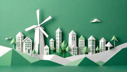 Beautiful Paper-Cut Style Eco-Friendly City wind windmill Concept Design
