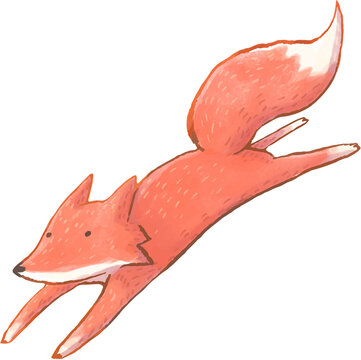 fox running  watercolor