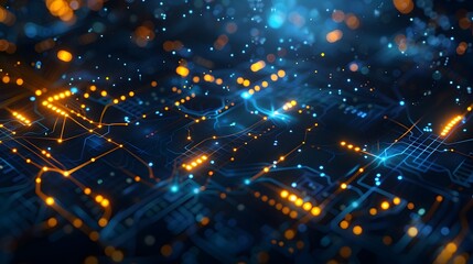 Obraz premium Futuristic Interlocking Digital Circuits and Shimmering Energy Fields for Neural Network Concepts