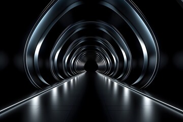 Futuristic Underground Tunnel Corridor with Concrete and LED Lighting