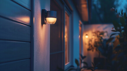 Infrared motion sensor detects movement, activating security lights to deter potential intruders.