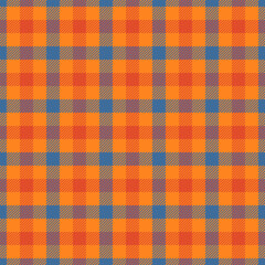 Marketing pattern check vector, dining room background seamless plaid. Birthday card tartan textile fabric texture in vivid tangerine and cyan colors.