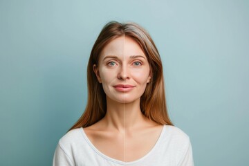 Obraz premium Life transition portraits in skincare are vividly depicted through the use of chronological aging science and advanced face lift techniques.