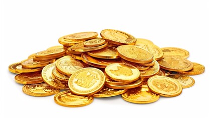 Golden Wealth: A Pile of Isolated Gold Coins