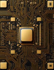 Intricate computer chip circuitry showcasing advanced hardware technology, Generative AI.
