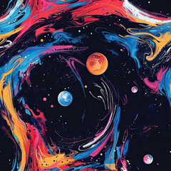 Galactic Brushstrokes Hand-Painted Space