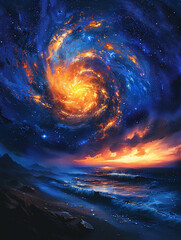 Naklejka premium Galactic Cosmos Background Illustration