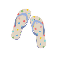 Beach slates. Colored beach flip-flops. Summer beach shoes. Light shoes. Vector illustration isolated on a white background