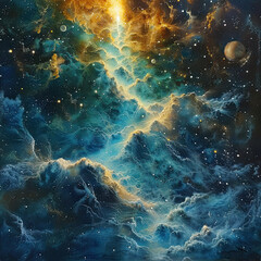 Fototapeta premium Nebulous Cosmos A Journey Through Space