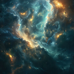 Fototapeta na wymiar Nebulous Cosmos A Journey Through Space