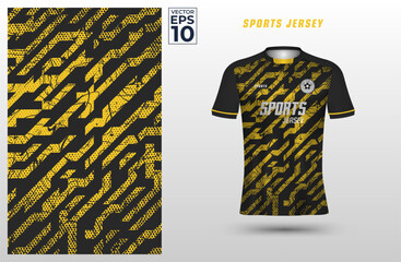 T-shirt sport jersey design template with geometric line halftone on grunge background. Sport uniform in front view. Shirt mock up for sport club. Vector Illustration - obrazy, fototapety, plakaty