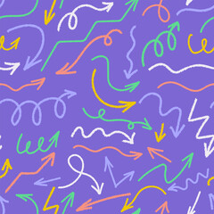 Multi colored seamless pattern with various chalk arrow