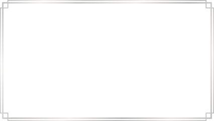 Rectangle subtle dual outline silver frame with geometric stepped right-angled corners,  16x9 scale ratio for card, banner, video, presentation, invitation