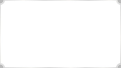 Rectangle subtle single line silver frame with inwardly rounded, concave corners, filled with quarter-circles, 16x9 scale ratio for card, banner, video, presentation, invitation