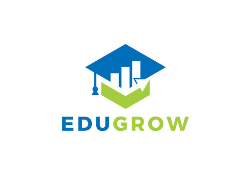 graduate hat and chart logo design. finance education symbol icon vector