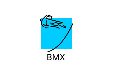 Naklejka premium Bicycle motocross or BMX sport vector line icon. sport pictogram, vector illustration.