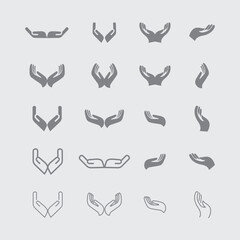 vector illustration of collection of hand gestures silhouettes