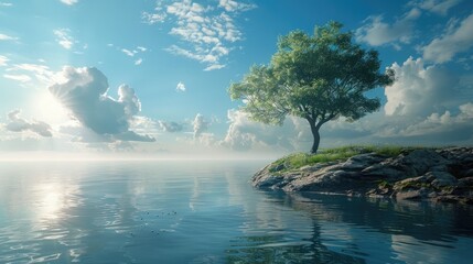 Tranquil Landscape of Calmness A Serene D Rendering of Natures Simplicity