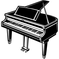 Piano Vector, SVG Piano Clipart , Isolated, on white background