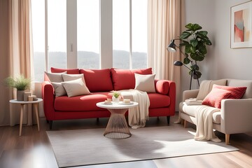 Fototapeta premium Cozy stylish living room interior