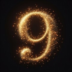 Fototapeta premium Golden glowing number 