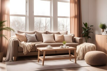 Fototapeta premium Cozy stylish living room interior