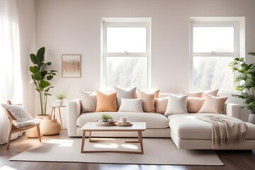 Fototapeta na wymiar Cozy stylish living room interior