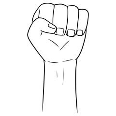 hand with a fist illustration hand drawn outline vector