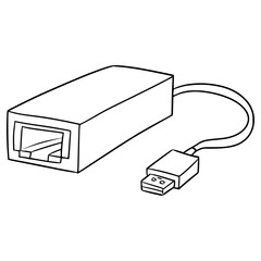adapter usb illustration hand drawn outline vector