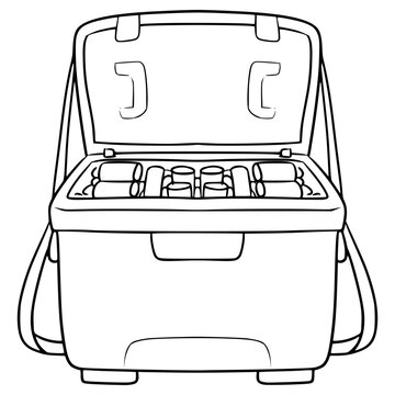 recommend clip art: opened ice box illustration hand drawn outline vector