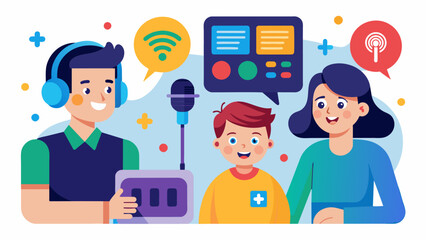 A radio ad featuring interviews with individuals on the autism spectrum discussing their passions and strengths.. Vector illustration