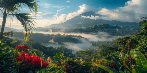 Fototapeta na wymiar Breathtaking view of the Arenal Volcano in Costa Rica