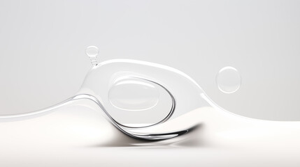 Minimalistic pure flow liquid bubble, white plain background
