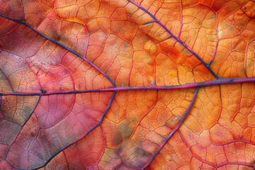 Obraz premium The textured surface of fallen autumn leaves, showcasing their vibrant colors and delicate veins. Autumn leaf textures offer a seasonal and natural backdrop