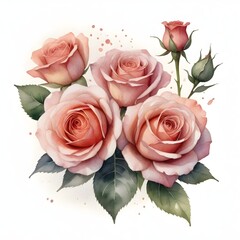 Naklejka premium Romantic Wedding Flowers Illustration Digital Painting Floral Background Beautiful Blossoms Design