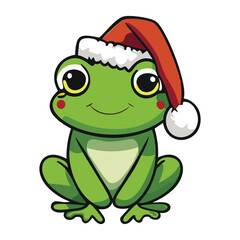 Obraz premium Christmas Frog Drawing Vector Design Illustration Clipart Eps