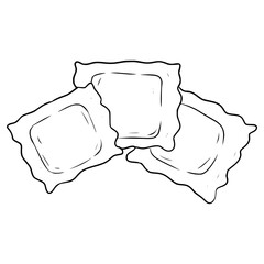 ravioli pasta illustration hand drawn outline vector