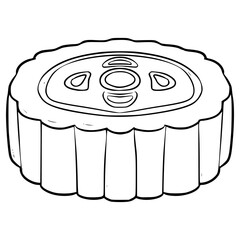 moon cake illustration hand drawn outline vector