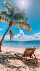 Fototapeta na wymiar beach chair on tropical beach 