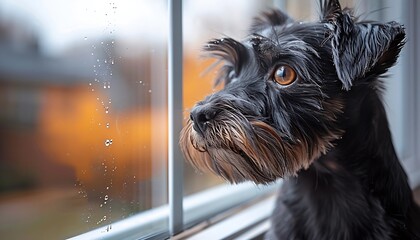 Generative AI : Scottish Terrier, with its wiry fur and bushy eyebrows, sits patiently