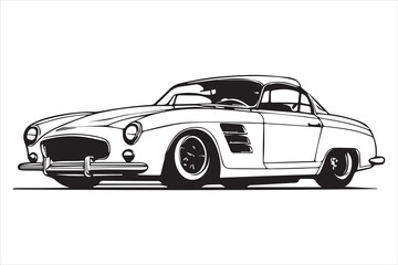 
vintage Classic car outline vector illustration