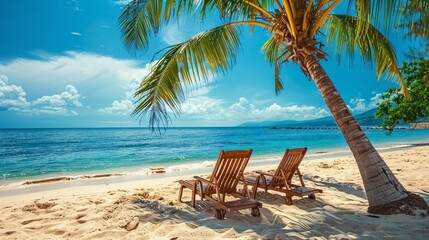 beach chair on tropical beach 