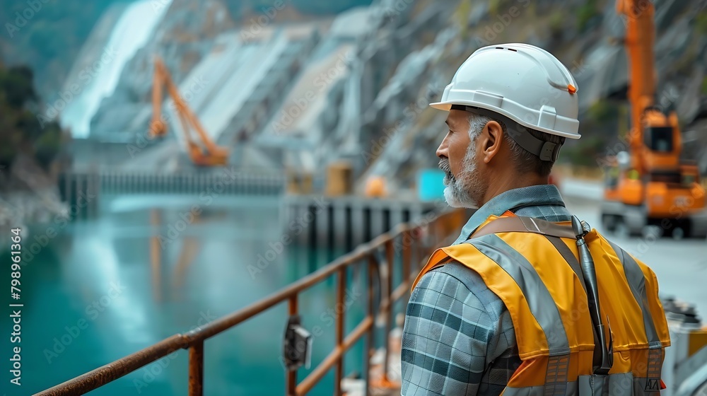 Aufkleber Generative AI : A dam engineering doing his checking routine.