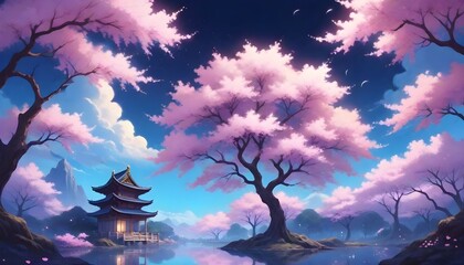 Obraz premium Fantasy Landschaft Japan Style