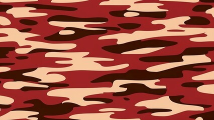 A red and beige camouflage pattern on red, in the style of animated mosaics, light maroon and dark brown  , pointillistic, digital art techniques