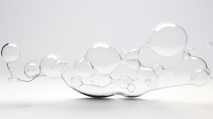 Minimalistic pure flow liquid bubble, white plain background